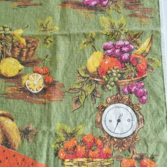 Vintage Fruit Basket Linen Tea Towel, Mid Century Kitchen Decor - Picture 6 of 10